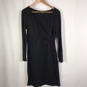 Talbots Sheath Dress Women's L V-Neck Long Sleeve Faux Wrap Wool Blend Classic